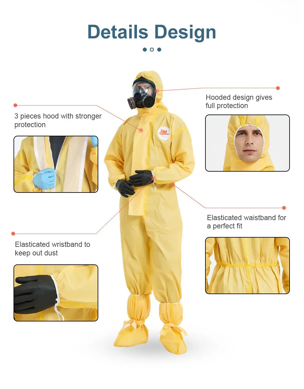 Type 3B/4B Yellow Chemical Protective Coverall 8 Chemical Protective Coverall