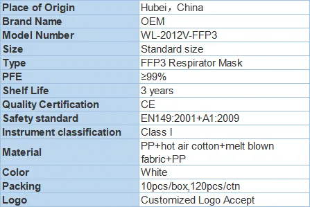 FFP3 Valved Respirator 3 FFP3