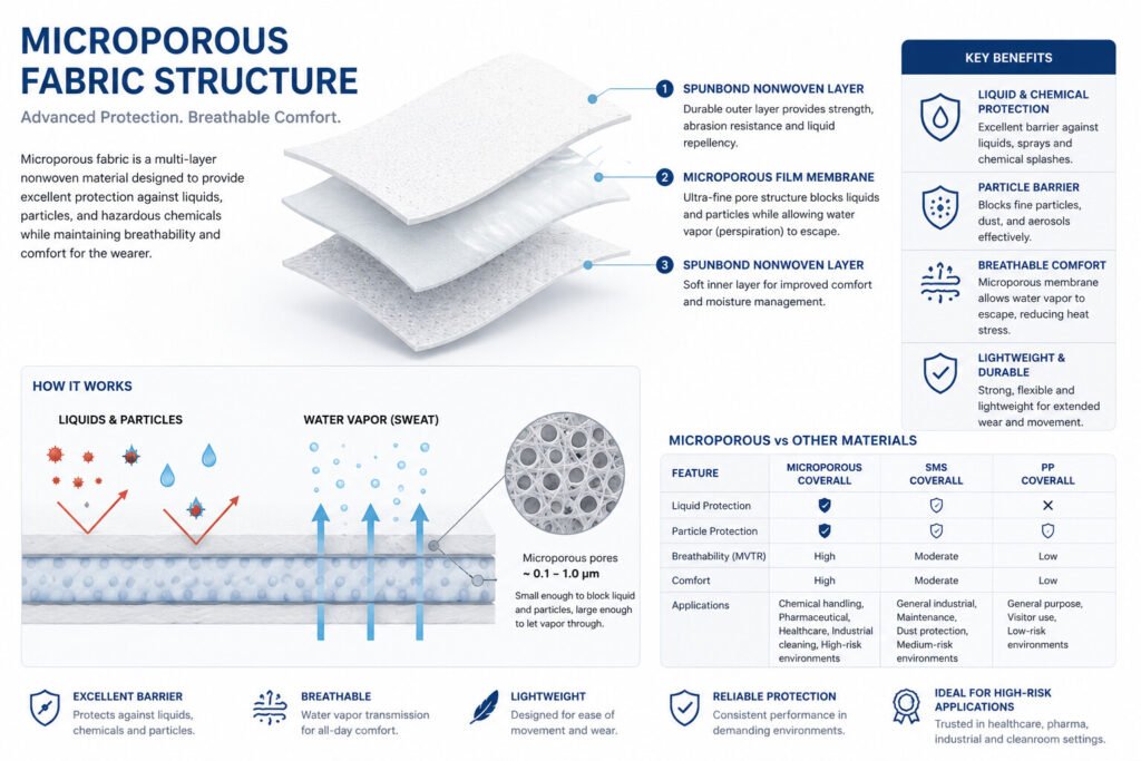 Microporous fabric structure infographic
