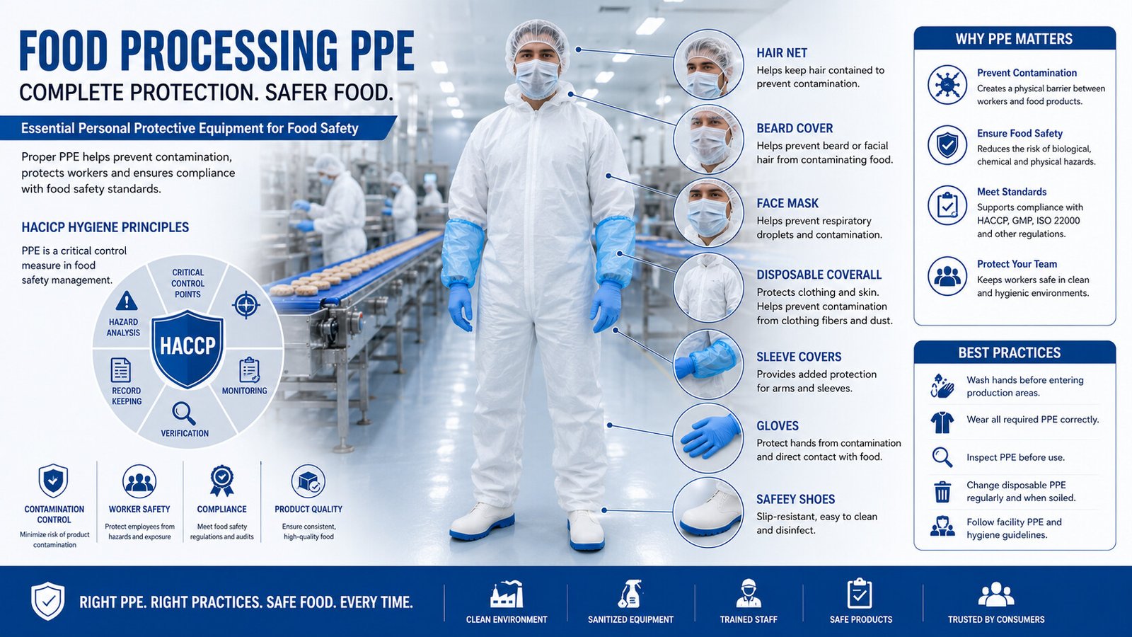 Best Disposable Coveralls for Food Processing | Food Manufacturing PPE Guide 3 food processing PPE